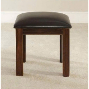 Victoria Oak : Ghế Đôn Gỗ Sồi Mặt Nệm - Da Pu Đen